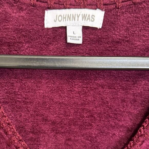 Johnny Was The Chenille Sweater Classic Whipstitch Pullover Burgundy Size Large - Picture 10 of 13
